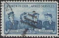 Blue 3-cent U.S. postage stamp picturing servicewomen