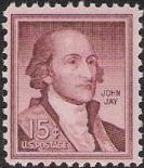 Violet brown 15-cent U.S. postage stamp picturing John Jay