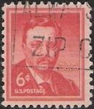 Red orange 6-cent U.S. postage stamp picturing Theodore Roosevelt