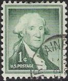 Green 1-cent U.S. postage stamp picturing George Washington