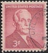 Violet brown 3-cent U.S. postage stamp picturing Andrew Mellon