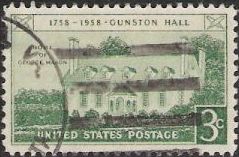 Green 3-cent U.S. postage stamp picturing Gunston Hall