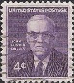 Purple 4-cent U.S. postage stamp picturing John Foster Dulles
