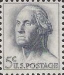 Blue gray 5-cent U.S. postage stamp picturing George Washington