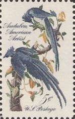 5-cent U.S. postage stamp picturing blue jays