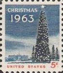 5-cent U.S. postage stamp picturing Christmas tree and White House
