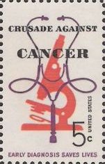 5-cent U.S. postage stamp picturing stethoscope and microscope
