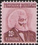 Brown red 25-cent U.S. postage stamp picturing Frederick Douglass