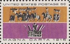 5-cent U.S. postage stamp picturing procession and crown