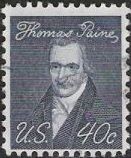 Dark blue 40-cent U.S. postage stamp picturing Thomas Paine