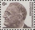 Gray brown 6-cent U.S. postage stamp picturing Franklin D. Roosevelt
