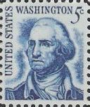 Blue 5-cent U.S. postage stamp picturing George Washington