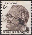 Gray brown 6-cent U.S. postage stamp picturing Franklin D. Roosevelt