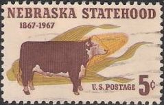 5-cent U.S. postage stamp picturing cow and corn