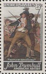 6-cent U.S. postage stamp picturing part of John Trumbull painting 'Battle of Bunker's Hill'
