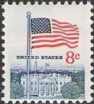 8-cent U.S. postage stamp picturing American flag and White House