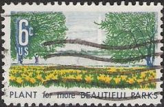 6-cent U.S. postage stamp picturing flowers and Washington Monument