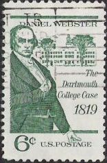 Green 6-cent U.S. postage stamp picturing Daniel Webster