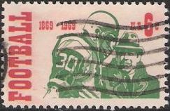 6-cent U.S. postage stamp picturing football player and coach