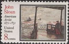 8-cent U.S. postage stamp picturing John Sloan painting