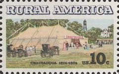 10-cent U.S. postage stamp picturing large tent