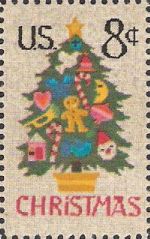 8-cent U.S. postage stamp picturing Christmas Tree