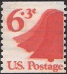 Red 6.3-cent U.S. postage stamp picturing bells