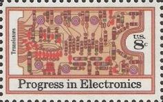 8-cent U.S. postage stamp picturing transistors