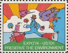 10-cent U.S. postage stamp picturing man running