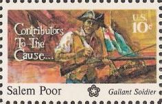 10-cent U.S. postage stamp picturing Salem Poor with gun