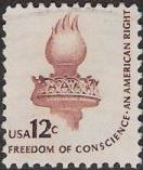 Brown 12-cent U.S. postage stamp picturing torch
