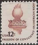 Brown 12-cent U.S. postage stamp picturing torch