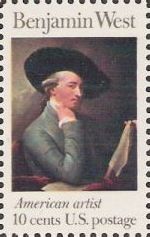 10-cent u.S. postage stamp picturing Benjamin West