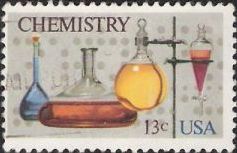 13-cent U.S. postage stamp picturing beakers and flasks