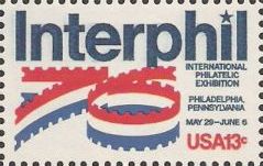 13-cent U.S. postage stamp picturing Interphil '76 logo