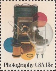15-cent U.S. postage stamp picturing camera and accessories
