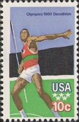 10-cent U.S. postage stamp picturing decathlon participant