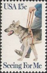 15-cent U.S. postage stamp picturing guide dog