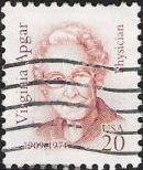 Brick red 20-cent U.S. postage stamp picturing Virginia Apgar
