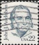 Blue green 22-cent U.S. postage stamp picturing John J. Audubon