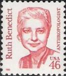 Red 46-cent U.S. postage stamp picturing Ruth Benedict