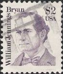 Purple $2 U.S. postage stamp picturing William Jennings Bryan