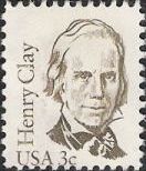 Olive 3-cent U.S. postage stamp picturing Henry Clay