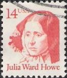 Red 14-cent U.S. postage stamp picturing Julia Ward Howe