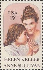 15-cent U.S. postage stamp picturing Helen Keller and Anne Sullivan