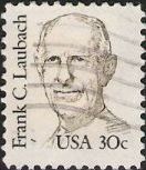 Olive 30-cent U.S. postage stamp picturing Frank C. Laubach
