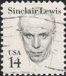 Green 14-cent U.S. postage stamp picturing Sinclair Lewis