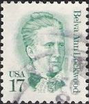 Green 17-cent U.S. postage stamp picturing Belva Ann Lockwood