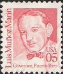 Red 5-cent U.S. postage stamp picturing Luis Munoz Marin