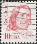 Red 10-cent U.S. postage stamp picturing Red Cloud